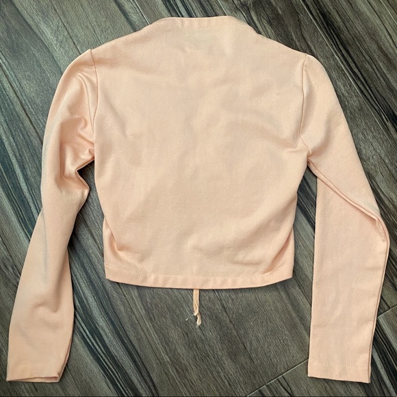 Bella Seamless (juniors) fleece long sleeve scrunch crop top, peach cream - Picture 3 of 6